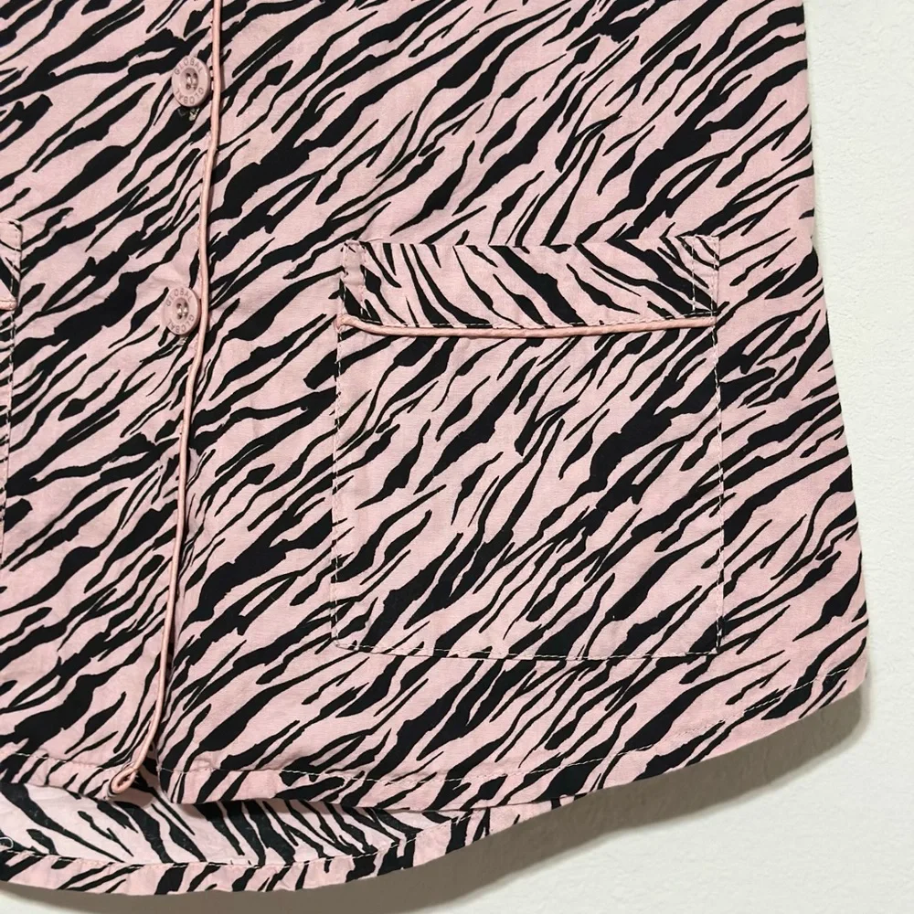 Global Pajamas Shorts Zebra Print Black Pink 100% Cotton Size‎ Small Sleepwear